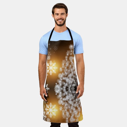 kerstboomsneeuwvlokken schort (Gedragen)