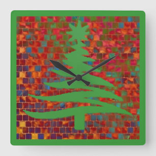 kerstboomstencil Groen Vierkante Klok