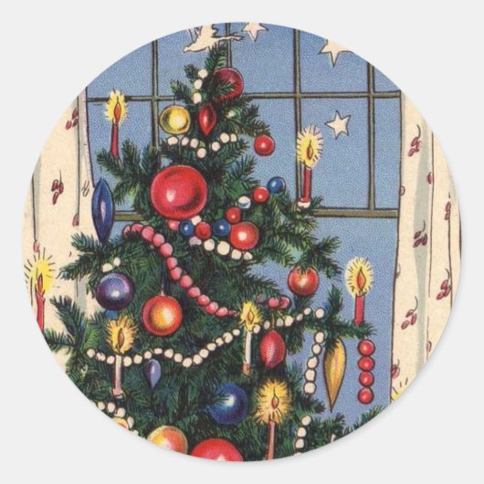 kerstboomsticker ronde sticker (Voorkant)