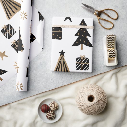 kerstboomstructuur | Goud | Minimalistisch Cadeaupapier (Crafts)