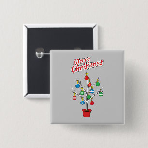 kerstboomstructuur - Vrolijk kerstfeest Vierkante Button 5,1 Cm