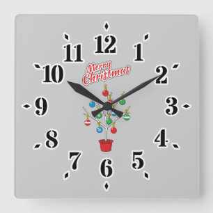 kerstboomstructuur - Vrolijk kerstfeest Vierkante Klok