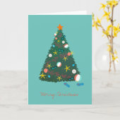 Kerstboomvakantie met strand kaart (Gele Bloem)