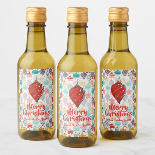 kerstboomvakantie Ornamenten Mini Wijn Etiket (Flessen)