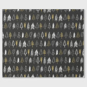 kerstboomvariëteit - zwart, wit en goud cadeaupapier (Vlak)