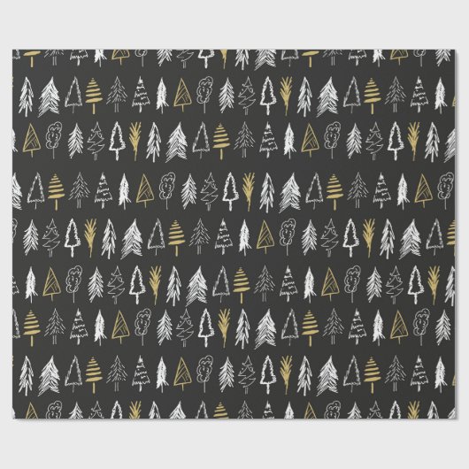 kerstboomvariëteit - zwart, wit en goud cadeaupapier (Vlak)