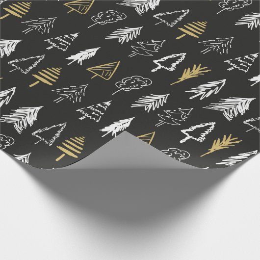kerstboomvariëteit - zwart, wit en goud cadeaupapier (Hoek)