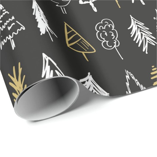 kerstboomvariëteit - zwart, wit en goud cadeaupapier (Rol Hoek)