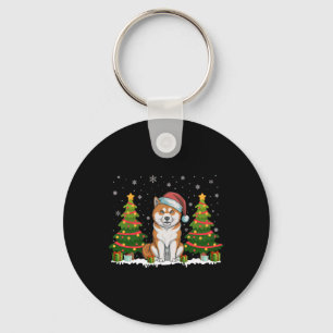 Kerstboomverlichting Akita Inu Dog Santa Hat Chris Sleutelhanger
