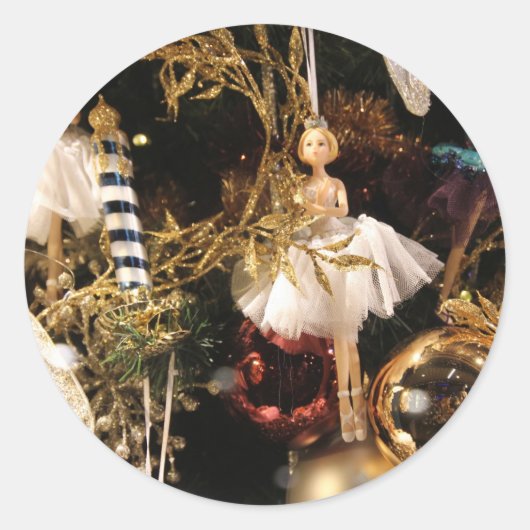 Kerstboomverlichting Glaskugeln Ronde Sticker (Voorkant)