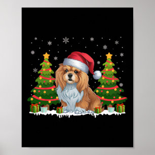 Kerstboomverlichting Lhasa Apso Dog Santa Hat Kers Poster