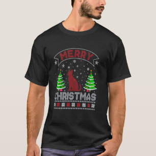 Kerstboomverlichting Mannen Vrouwen Abessijnse Kat T-shirt