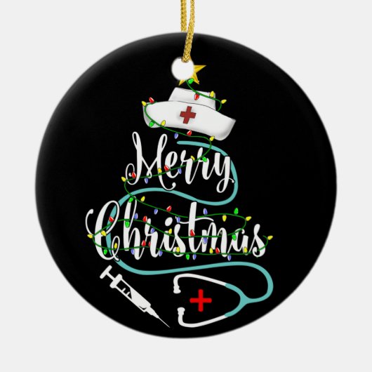 kerstboomverlichting Stethoscoop Keramisch Ornament (Voorkant)