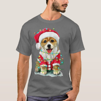 kerstboomverlichting voor Santa Corgi T-shirt
