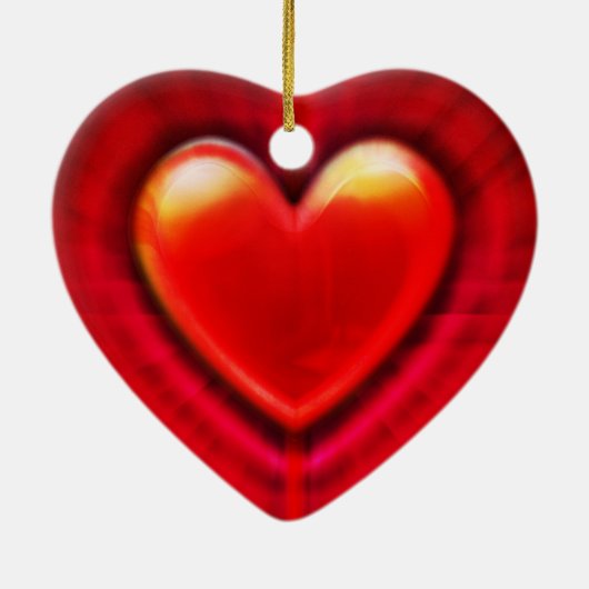 kerstboomversiering diep rood hart. keramisch ornament (Achterkant)