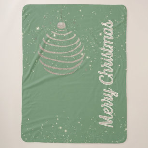 Kerstboomversiering met glinsterende kerstgroet sherpa deken
