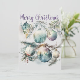 Kerstboomversiering met watercolor feestdagenkaart