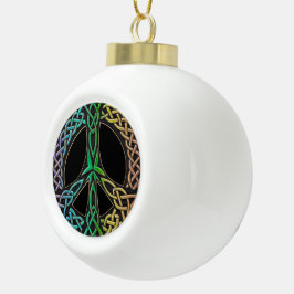 kerstboomversiering voor Keltische Knot Peace Sign Keramische Bal Ornament