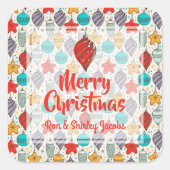  kerstboomversieringen voor feestdagen vierkante sticker (Voorkant)