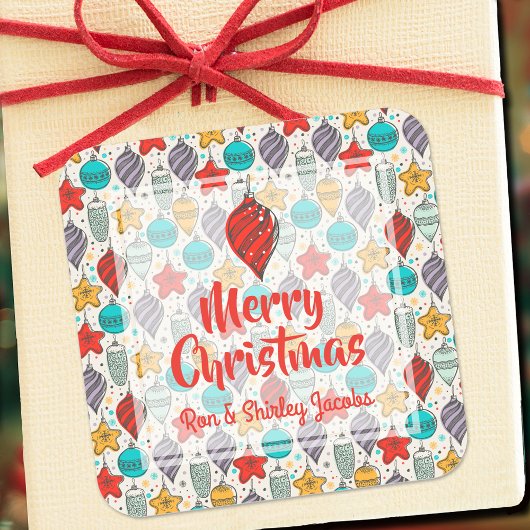  kerstboomversieringen voor feestdagen vierkante sticker