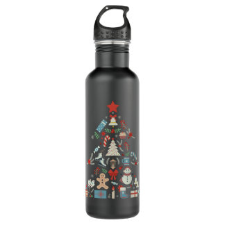 Kerstboomvorm met sneeuwpop en Ornamenten 9 Waterfles