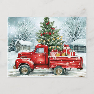 kerstboomwagen feestdagenkaart