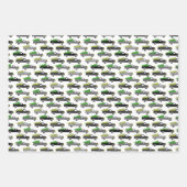 kerstboomwagens met Xmas Trees Grayscale Inpakpapier Vel (Voorkant 2)