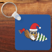 kerstboomwortel met Ax en Snowy Pine Tree Sleutelhanger (Voorkant)