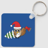 kerstboomwortel met Ax en Snowy Pine Tree Sleutelhanger (Achterkant)