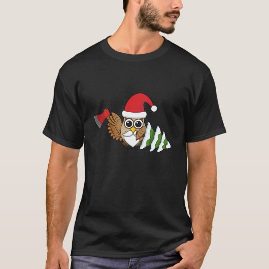 kerstboomwortel met Ax en Snowy Pine Tree T-shirt (Voorkant)
