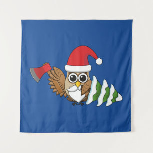 kerstboomwortel met Ax en Snowy Pine Tree Wandkleed