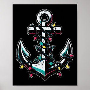Kerstboot Anker Xmas Zeiler Cruise Mannen Jongens Poster