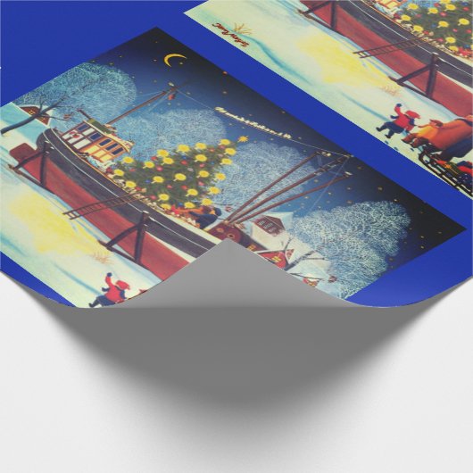 Kerstboot in het licht cadeaupapier (Hoek)