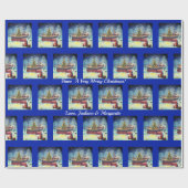 Kerstboot met licht en sneeuw cadeaupapier (Vlak)