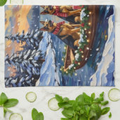 Kerstboot vakantie Duitse herder Theedoek (Gevouwen)