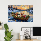Kerstboot Vakantie voor Cockapoo Poster (Thuiskantoor)