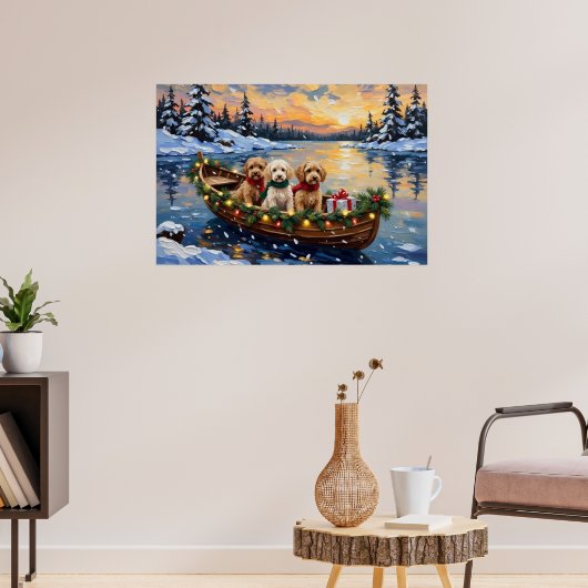 Kerstboot Vakantie voor Cockapoo Poster (Woonkamer 3)