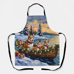 Kerstboot Vakantie voor Corgi Schort