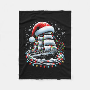 Kerstboot-zeilcruiseboot omringd B Fleece Deken