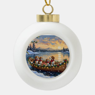 Kerstbootvakantie voor Beagles Keramische Bal Ornament