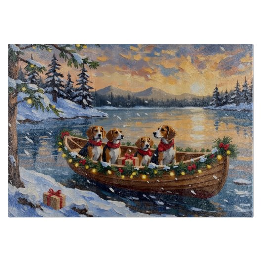 Kerstbootvakantie voor Beagles Snijplank (Voorkant)
