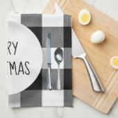 Kerstbord op Buffalo Plaid Theedoek (Quarter Fold)