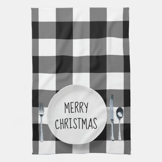 Kerstbord op Buffalo Plaid Theedoek (Verticaal)
