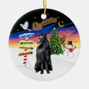 Kerstborden - Belgische Schaapshond Keramisch Ornament