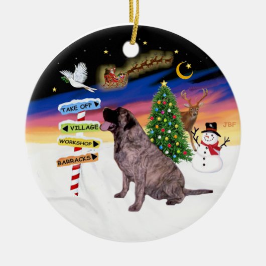 Kerstborden - Brindle Bull Mastiff Keramisch Ornament (Voorkant)