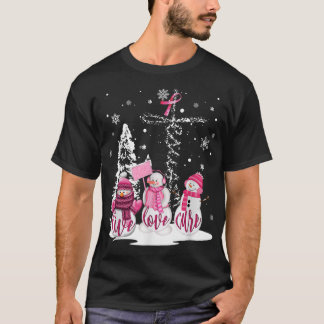 Kerstborstkanker Live Love Cure Snowman Chr T-shirt