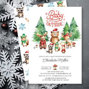 Kerstbos Baby shower van dieren Kaart