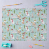 kerstbos Deer Beer Animals Dusta Blue Tissuepapier (Craft)