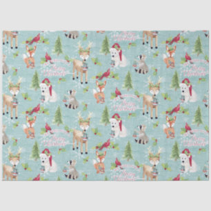 kerstbos Deer Beer Animals Dusta Blue Tissuepapier