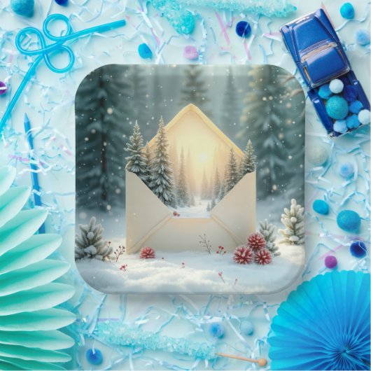 Kerstbos in envelop papieren bordje (Feest)